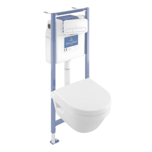 Pack WC sans bride compact Architectura abattant frein de chute + bâti-support Viconnect PRO + plaque blanche