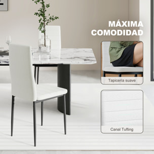 Pack de 6 Sillas de Comedor Modernas, Sillas de Cocina Tapizadas en Lino Sintético con Respaldo Alto y Patas de Metal, para Salón, Blanco