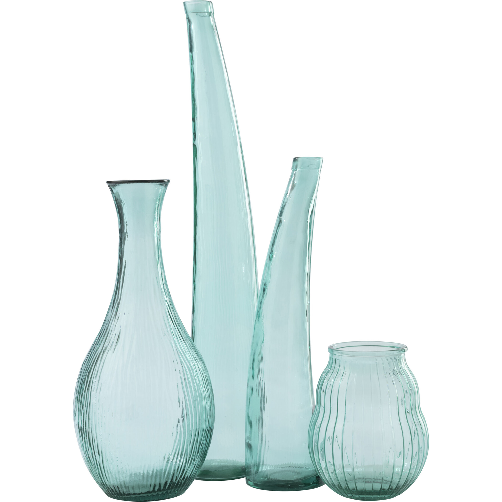 J-Line Vase de Sol - verre - bleu azur - large