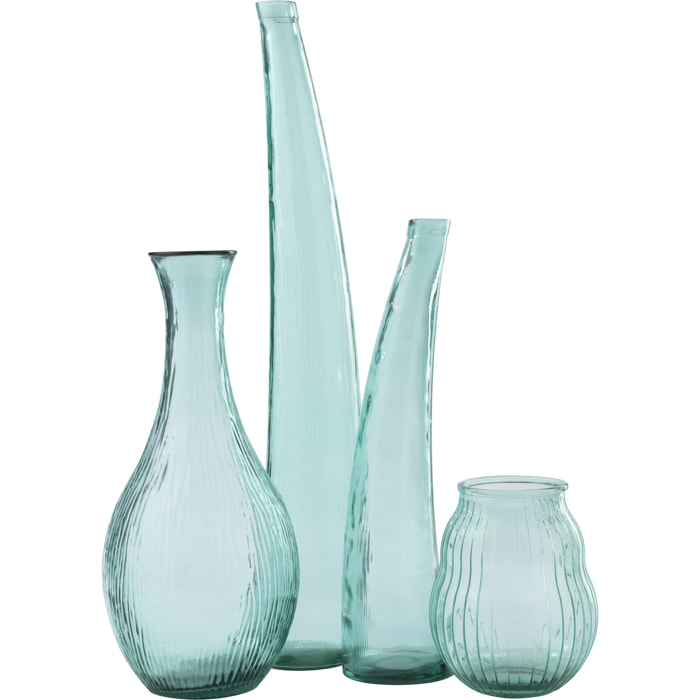 J-Line Vase de Sol - verre - bleu azur - large