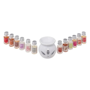 Brûle-parfum Kili avec 12 huiles parfumées 10ml assorti