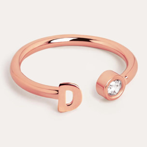 Anillo Personalizado Letter Spark Plata Baño Oro Rosa