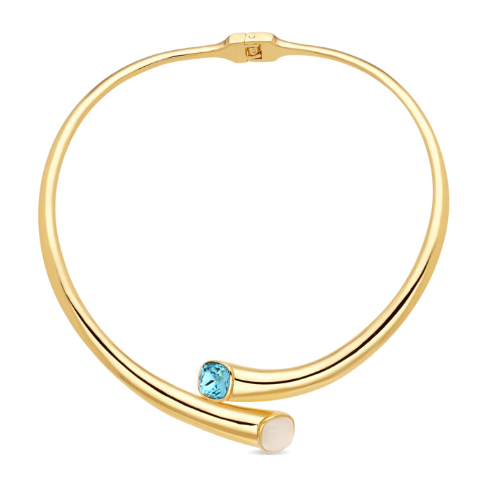 Collar de Cristal Azul acabado en oro amarillo de 18k