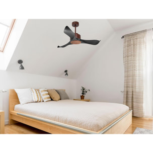 Ventilateur de Plafond ø106 cm avec Wifi Réversible Hypersilence pour 20 m² 40 W Marron