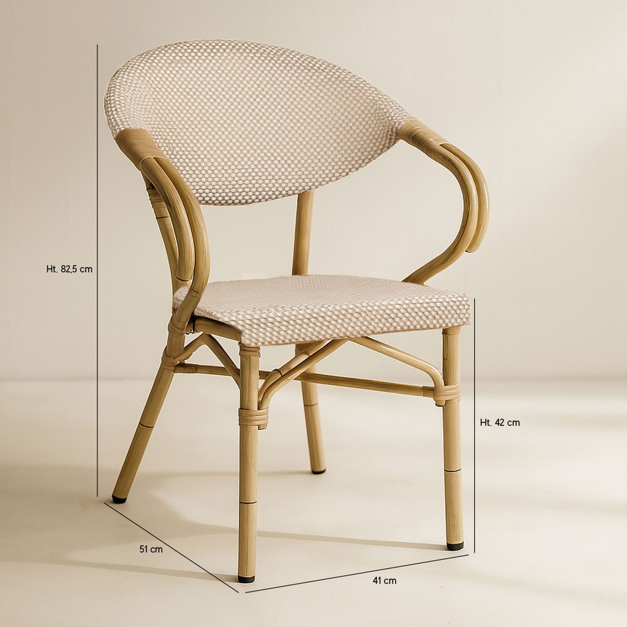 Lot de 2 fauteuils de table en aluminium et effet rotin beige AMALFI