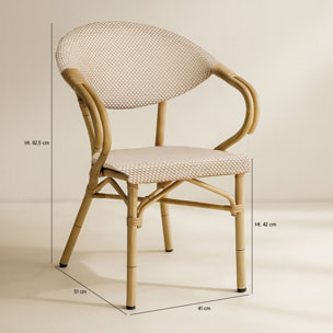 Lot de 2 fauteuils de table en aluminium et effet rotin beige AMALFI