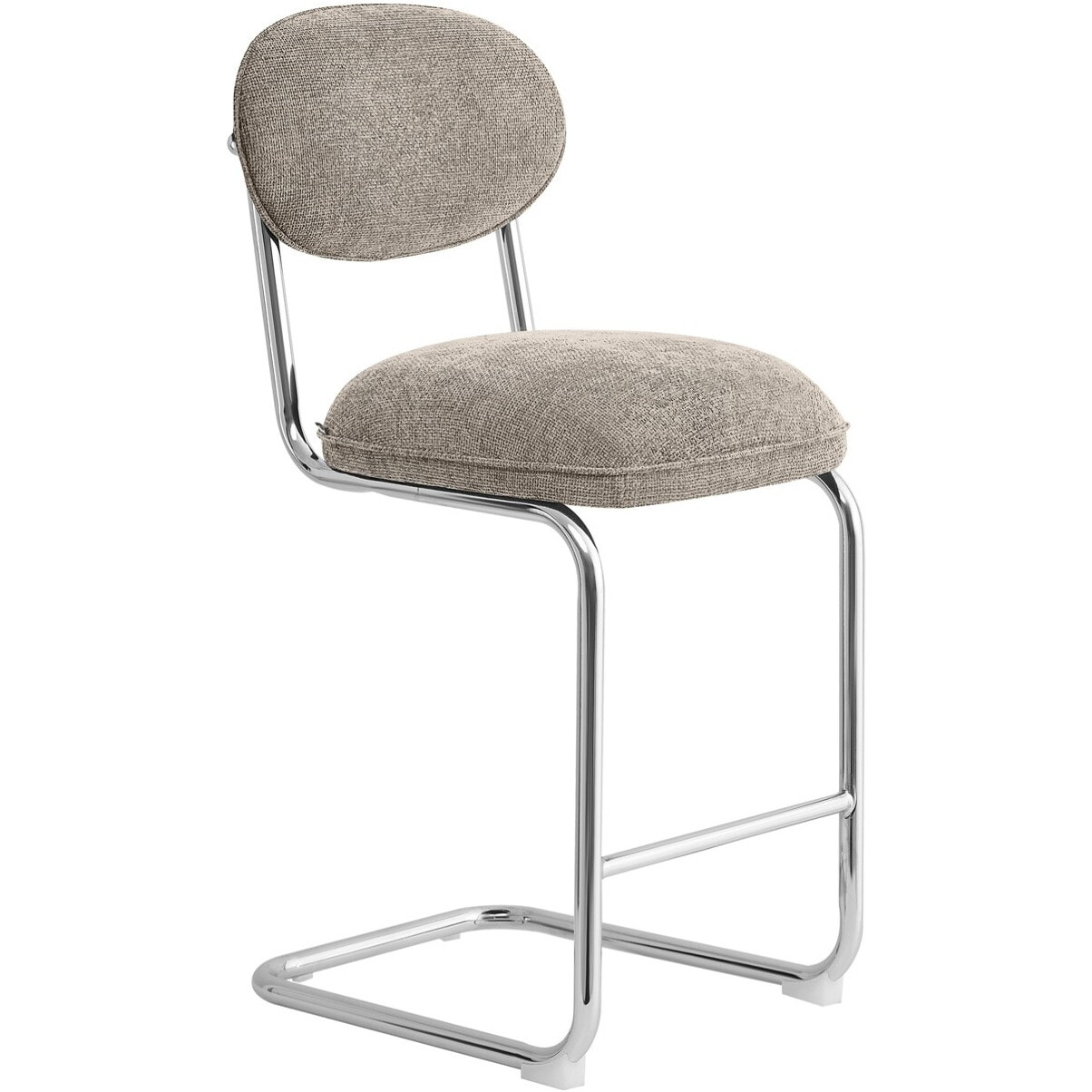 Lot de 2 tabourets de bar chromés en tissu chenille - LOU