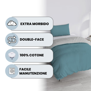 PARURE COPRIPIUMINO NATURAL COLOR SINGOLO - 100% COTONE MADE IN ITALY