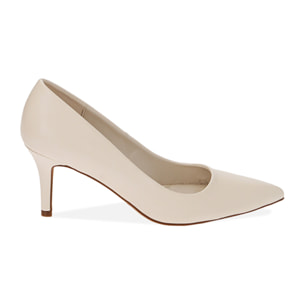 Zapatos de salón color crema, tacón de 7 cm