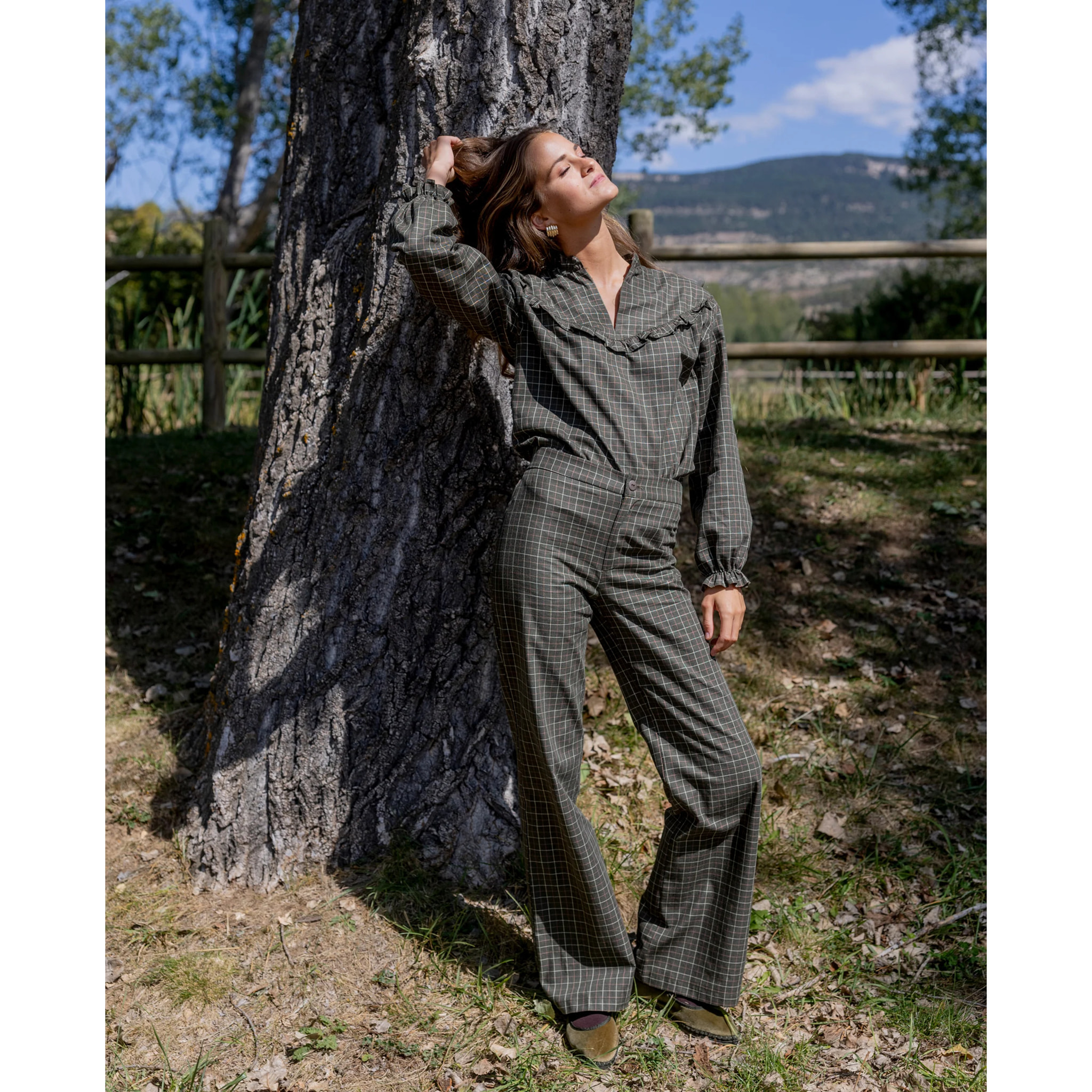 Pantalón recto de cuadros