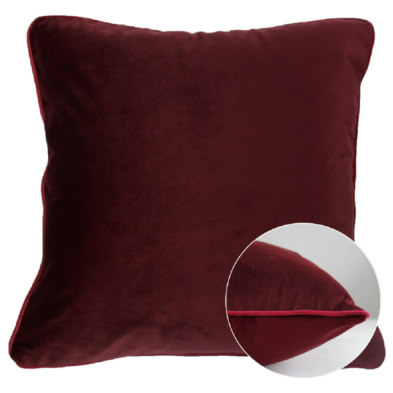 Housse de coussin Velours uni bordeaux-rose