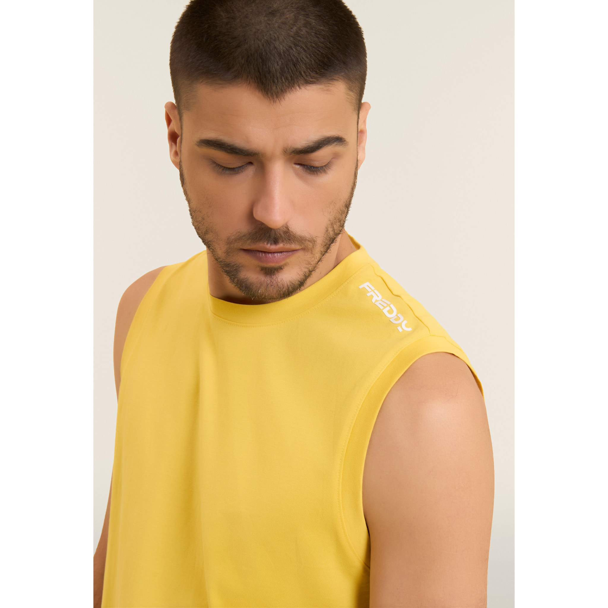 T-shirt senza maniche in jersey di cotone