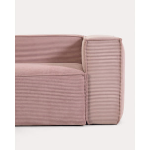 Kave Home - Divano ad angolo Blok 6 posti in velluto a coste spesse rosa 320 x 320 cm