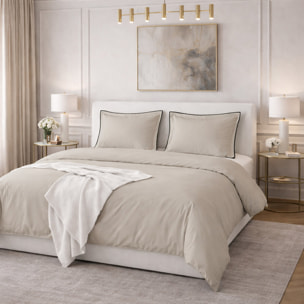 Parure Housse De Couette 100% Satin de Coton Blanc TALIE