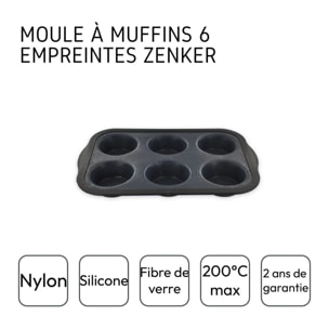 Moule à muffins 6 empreintes 28 x 18 cm Zenker Silicone fibre de verre