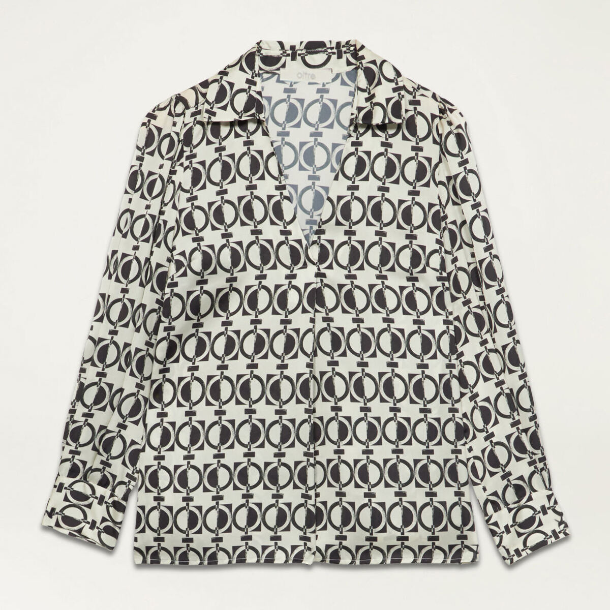 Oltre - Long-sleeved blouse in patterned satin - Blanco