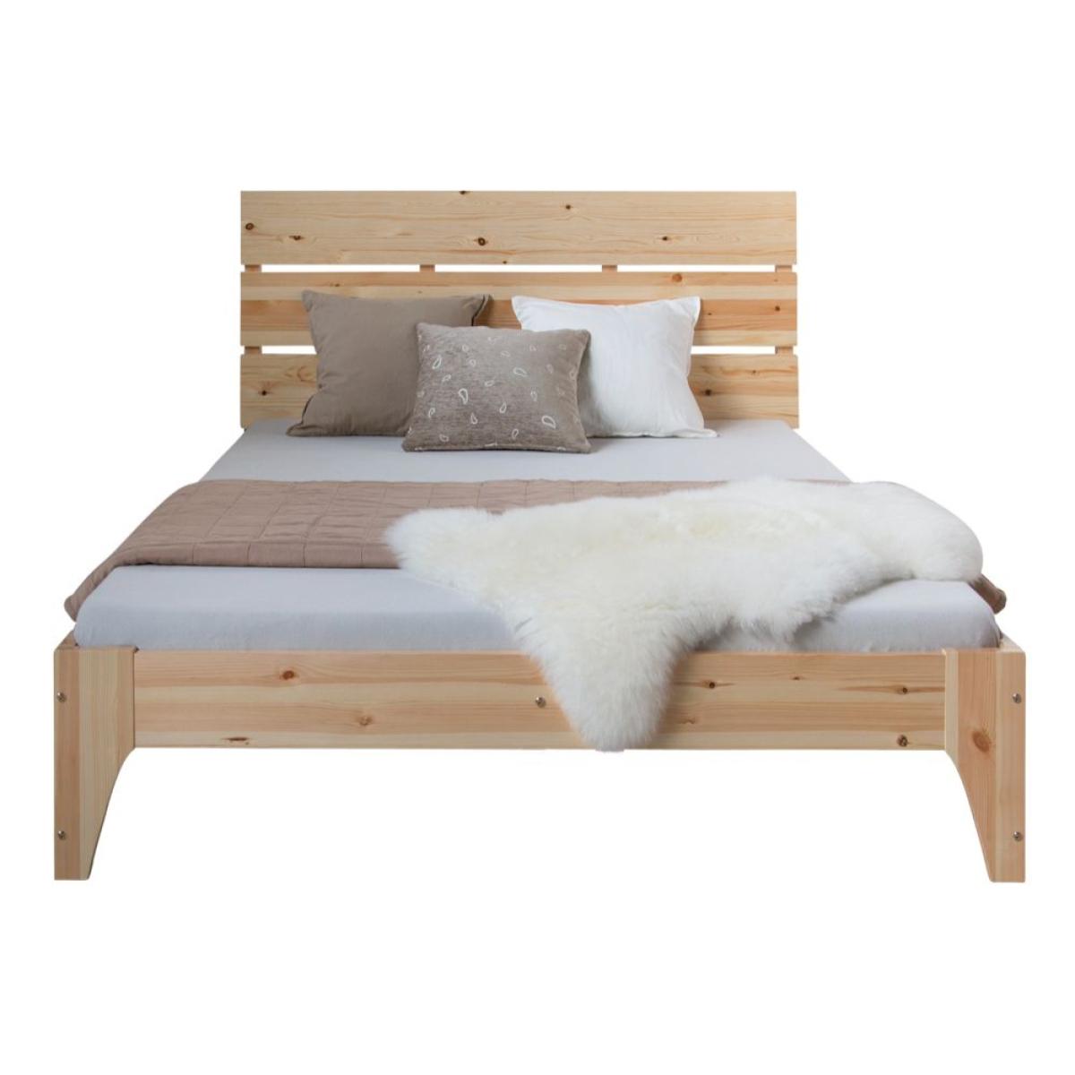 Letto piazza e mezzo in legno massiccio Natur con rete a doghe unisex HomeStyle4U Multicolor