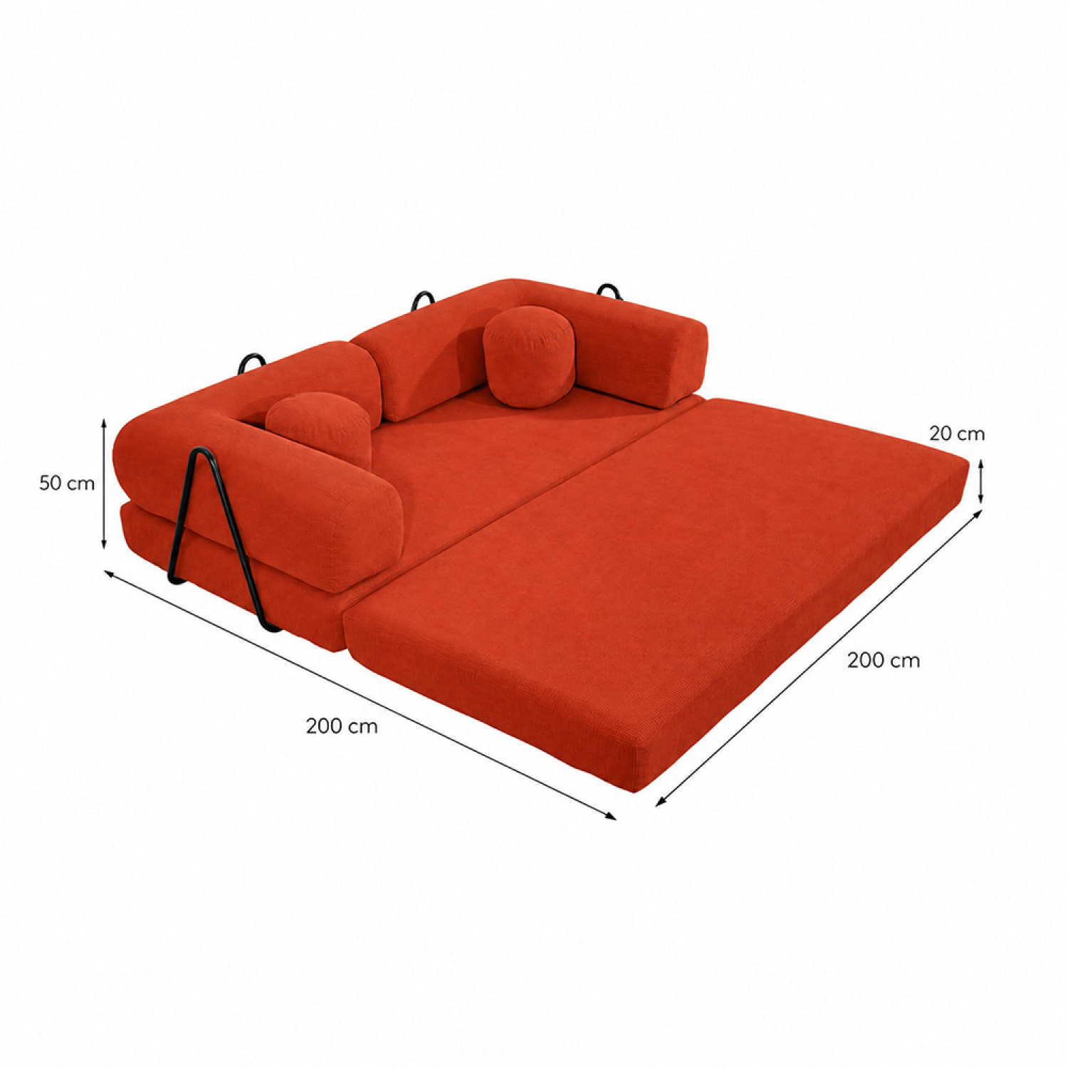 Canapé compressé convertible modulable 3 places en velours côtelé terracotta DEAN