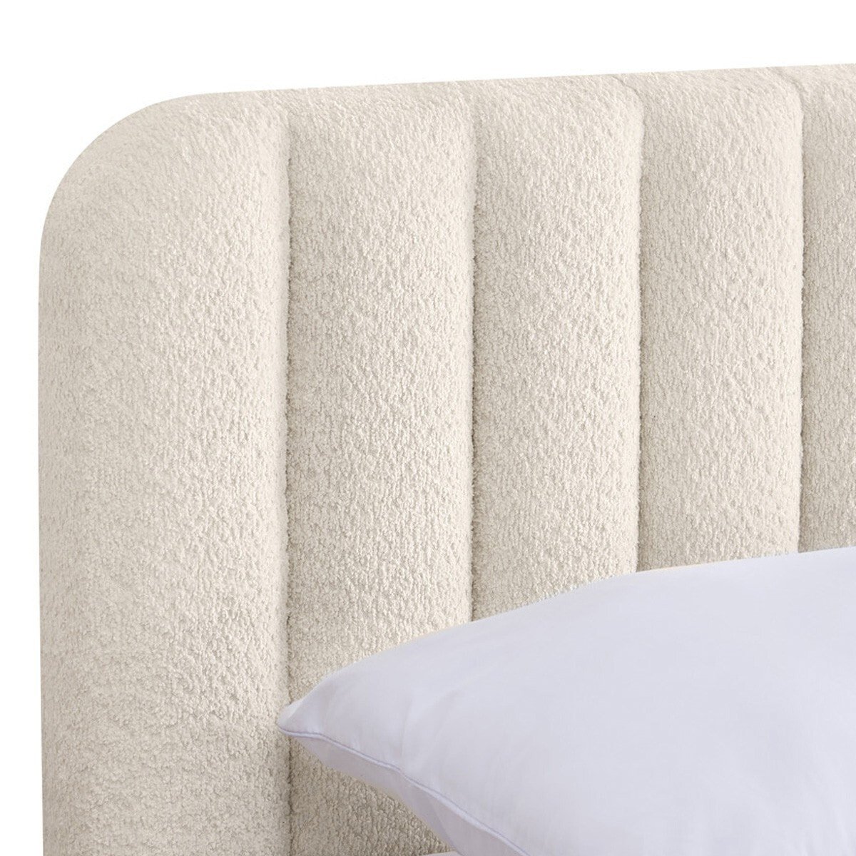 Lit coffre avec tête de lit en tissu bouclé - AVA