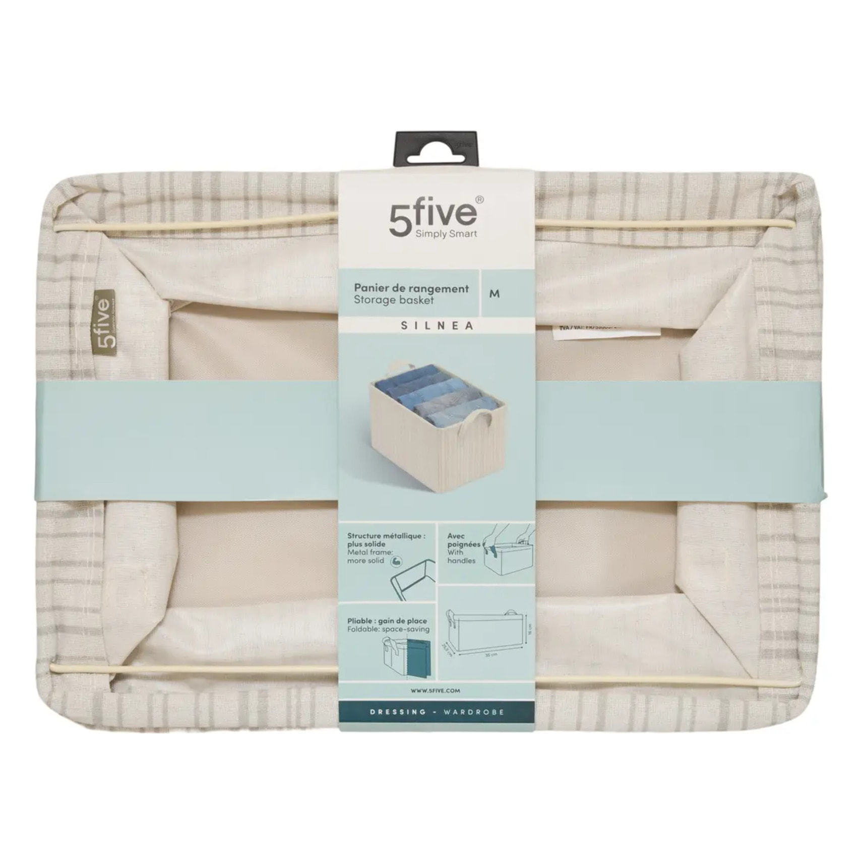 Panier de rangement Silnea rectangulaire 25,5x35cm beige