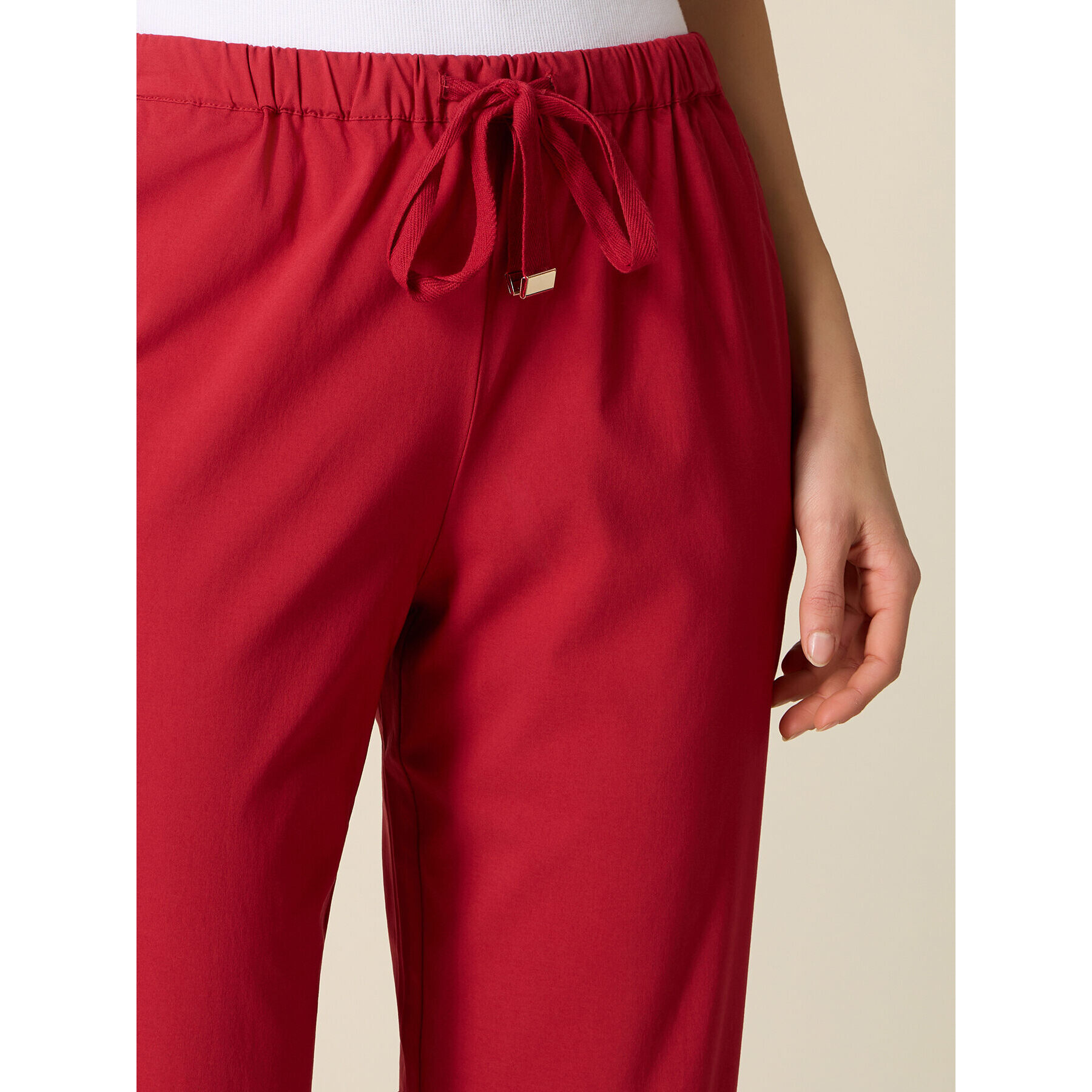 Oltre - Pantaloni cropped in tela misto viscosa - Rosso