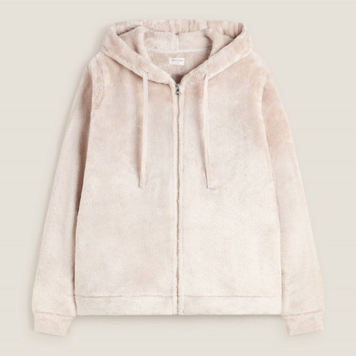 Chaqueta efecto pelo Este color marfil crudo