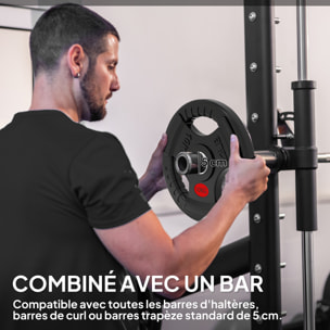 Disques de musculation - lot de 2 disques - total 20 Kg - dia. intérieur 50 mm - métal PVC noir