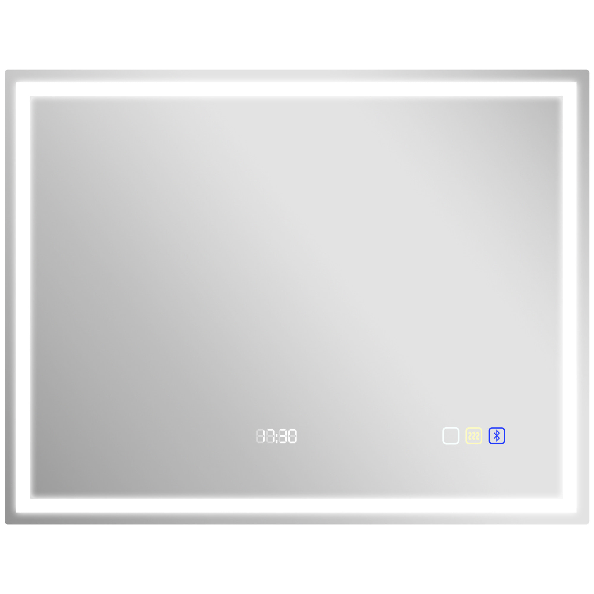 Miroir lumineux LED salle de bain 90 x 70 cm bluetooth interrupteur tactile lumière réglable 3 couleurs fonction anti-buée et mémoire