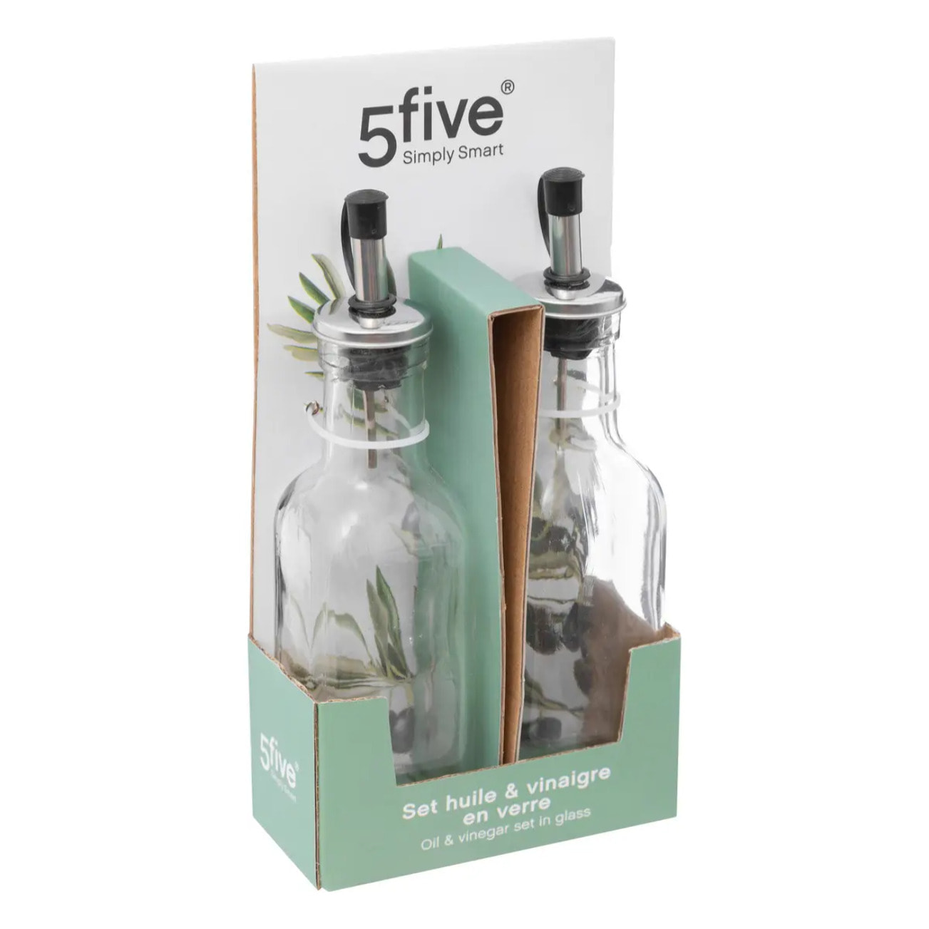 2 bouteilles huile/vinaigre verre 0,16L