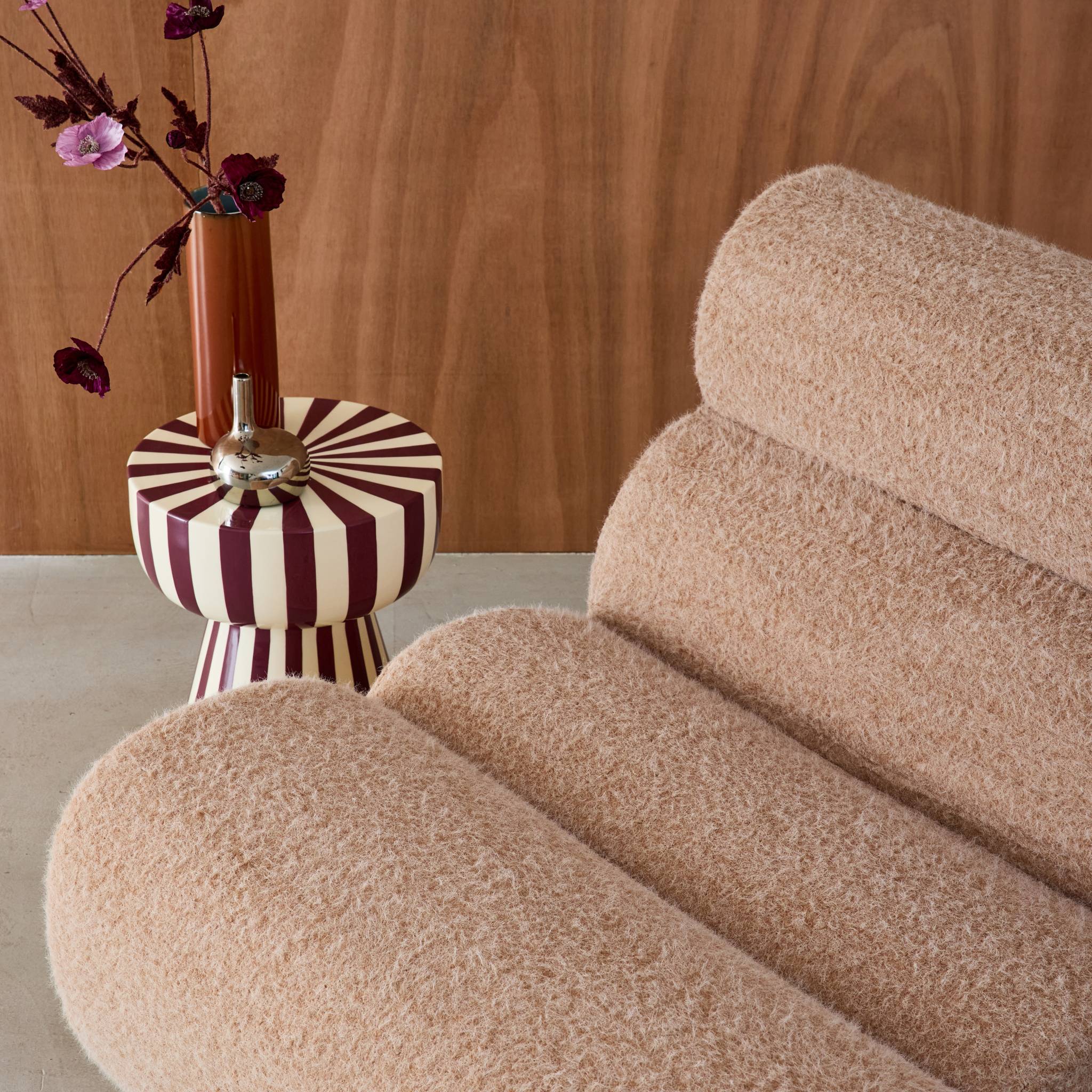 Lot de 2 chauffeuses tissu effet alpaca beige 1 place - L 81 x P 99 x H 75cm - Nova