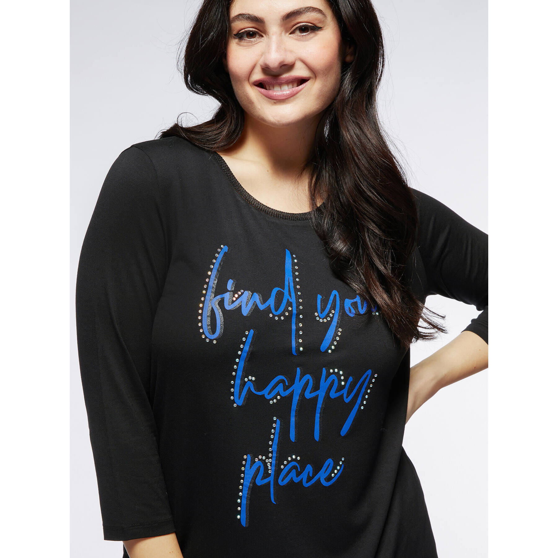Fiorella Rubino - Camiseta con texto y aplicaciones - Negro