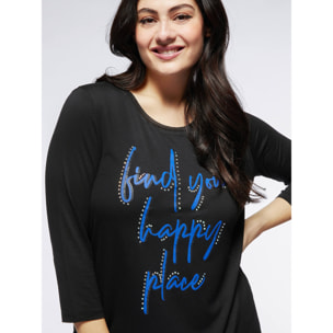 Fiorella Rubino - Camiseta con texto y aplicaciones - Negro