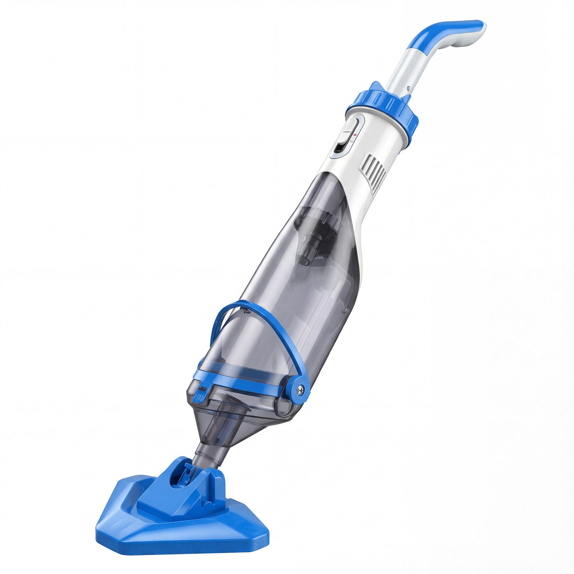 Aspirateur de piscine sans fil autonomie 60 min. 1200 l/h manche télescopique blanc bleu