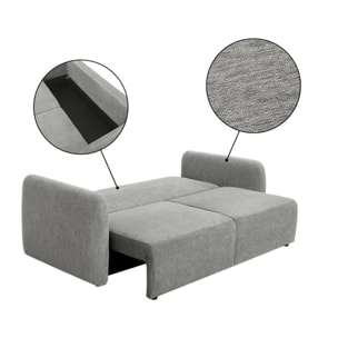 Canapé droit convertible en tissu "Concorde" 3 places - Gris