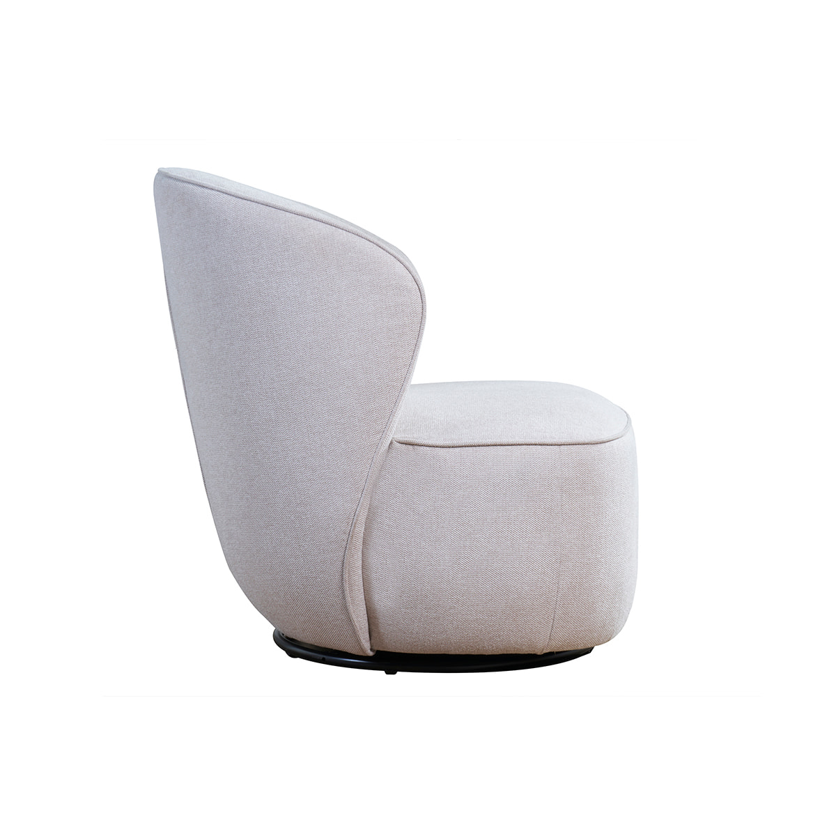 Fauteuil design pivotant en tissu effet velours texturé beige AMBER