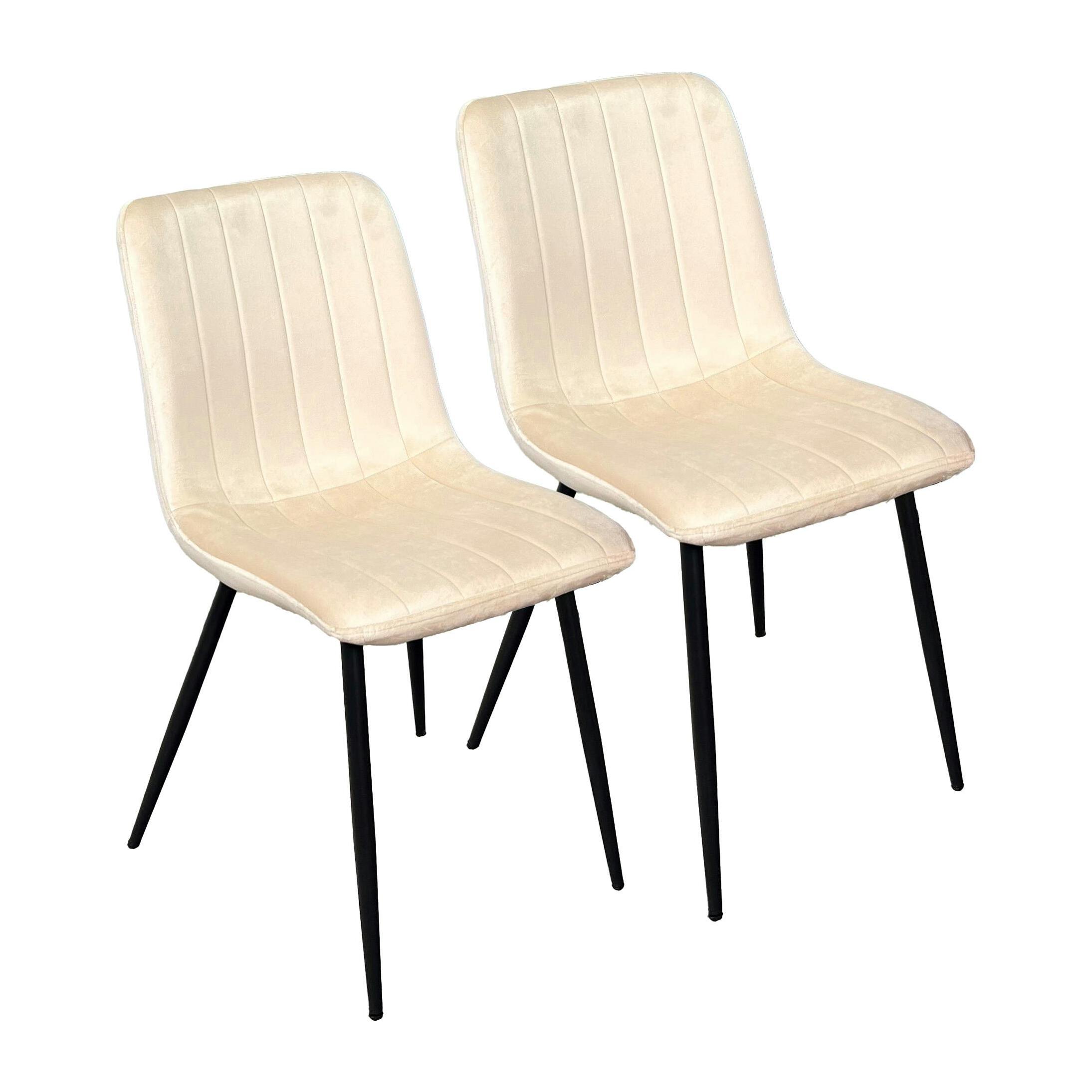 Chaise à rayures velours sable (lot de 2) MALANG