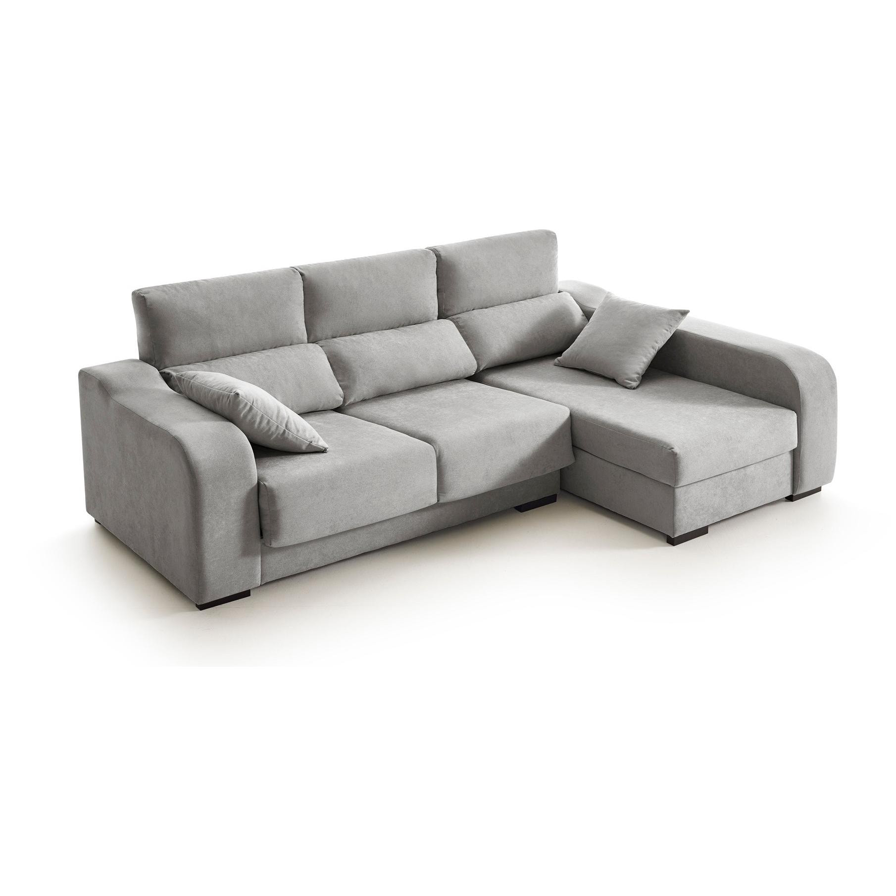 Sofá Chaiselongue Zafiro 3 Plazas Tela Antimanchas Derecha Color Gris