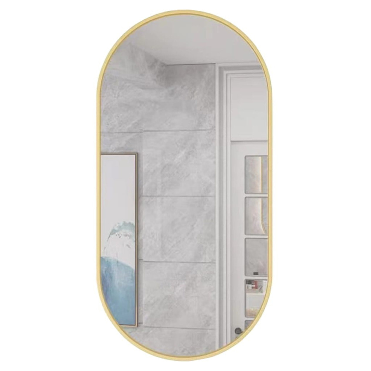 Specchio ovale con cornice dorata 100x50 cm