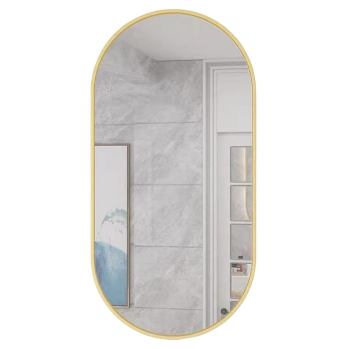 Specchio ovale con cornice dorata 100x50 cm