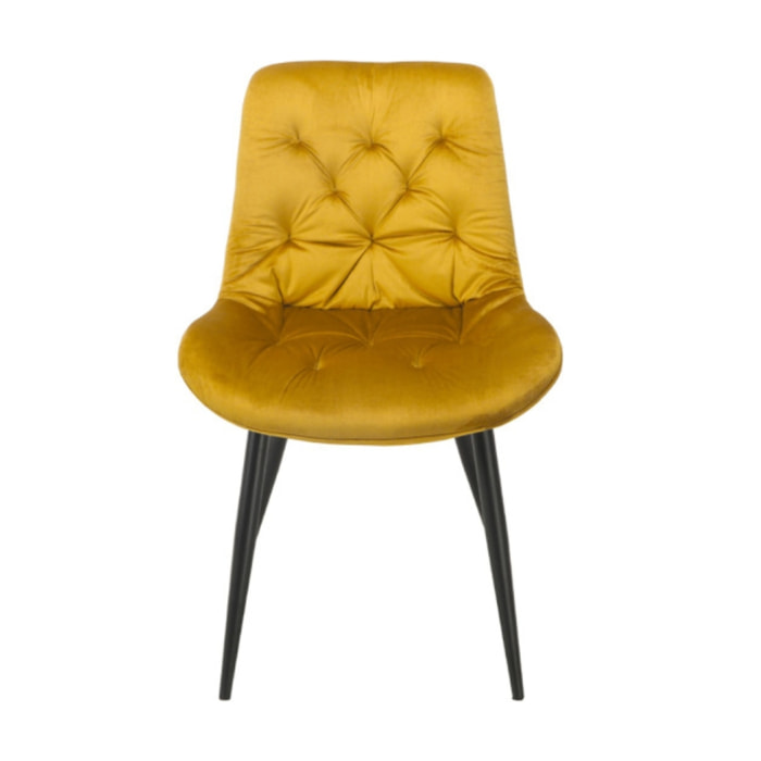 Chaise design en velours capitonné pieds métal noir - ANNA