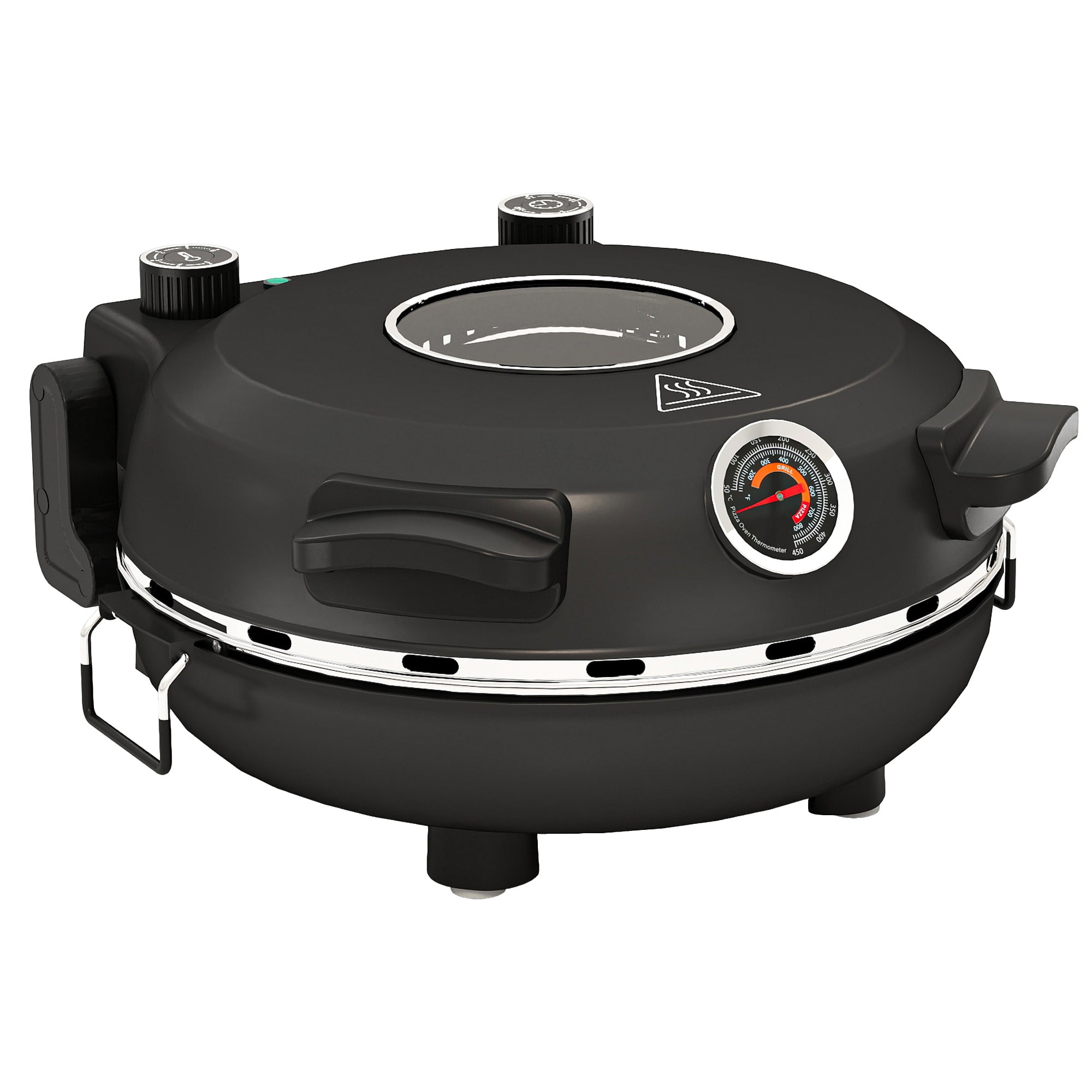 Four à pizza électrique 1200W max. 430°C pierre réfractaire 30 cm température réglable timer pelles incluses noir