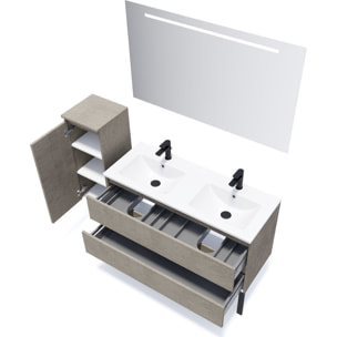 Ensemble double vasque 2 tiroirs + miroir - HUDSON