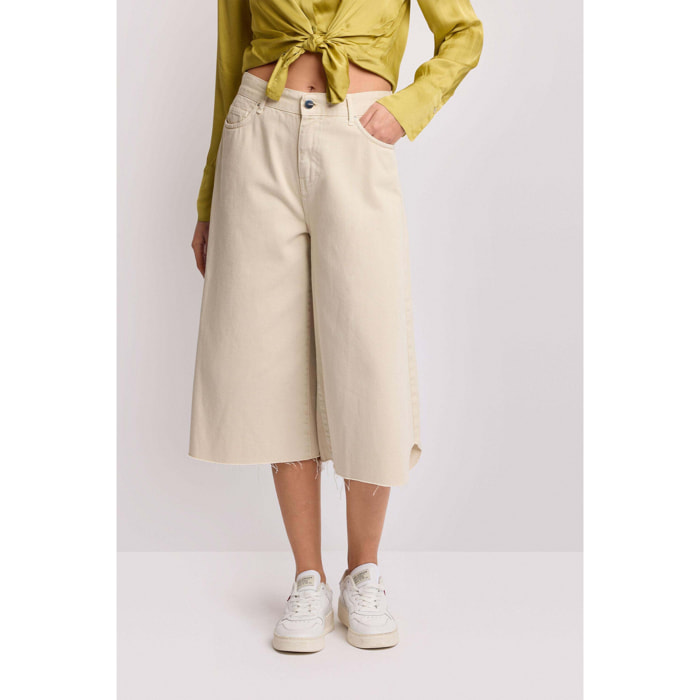 Kocca - Pantaloni cropped wide-leg Donna, Tinta unita
