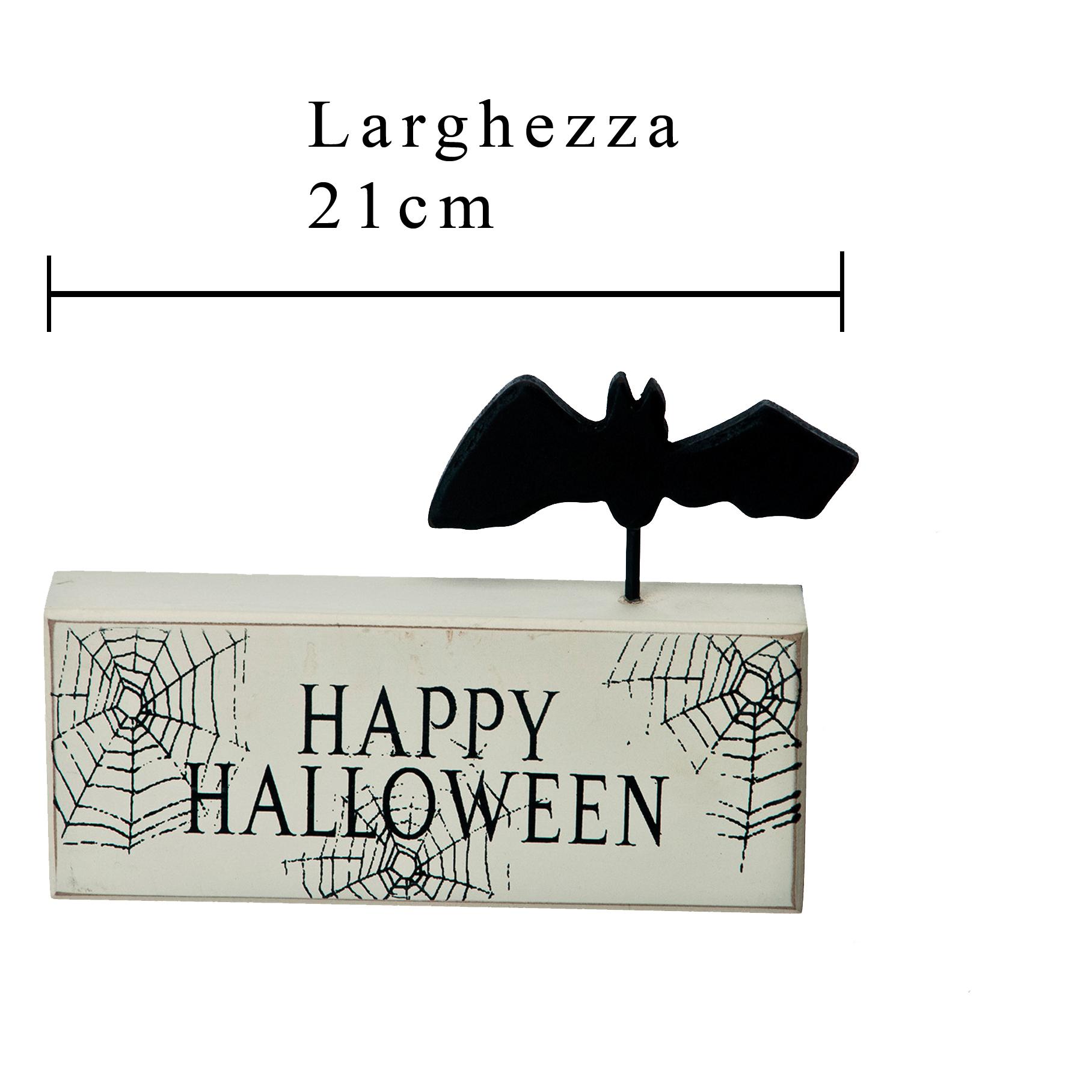 Scritta Happy Halloween 21 Cm - Pezzi 3 - 21X15X3cm - Colore: Bianco - Bianchi Dino - Halloween, Streghe