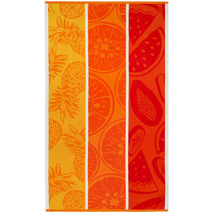 Serviette de plage éponge velours Jacquard - Frutti - 90x170cm - 400g/m²