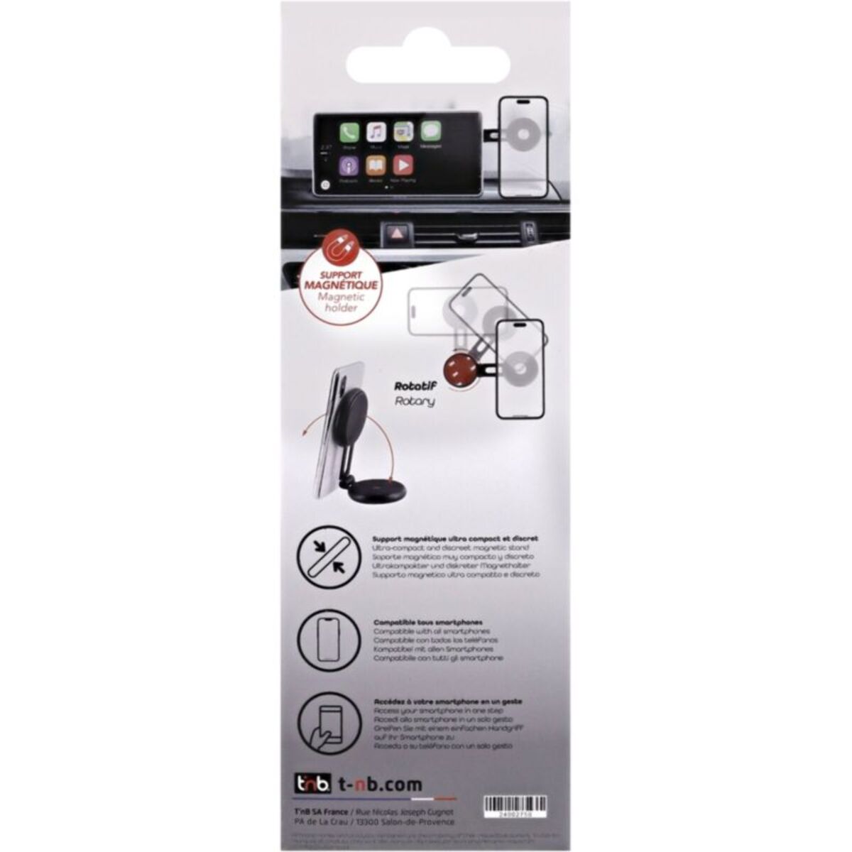 Support smartphone TNB Voiture tableau de bord aimanté noir