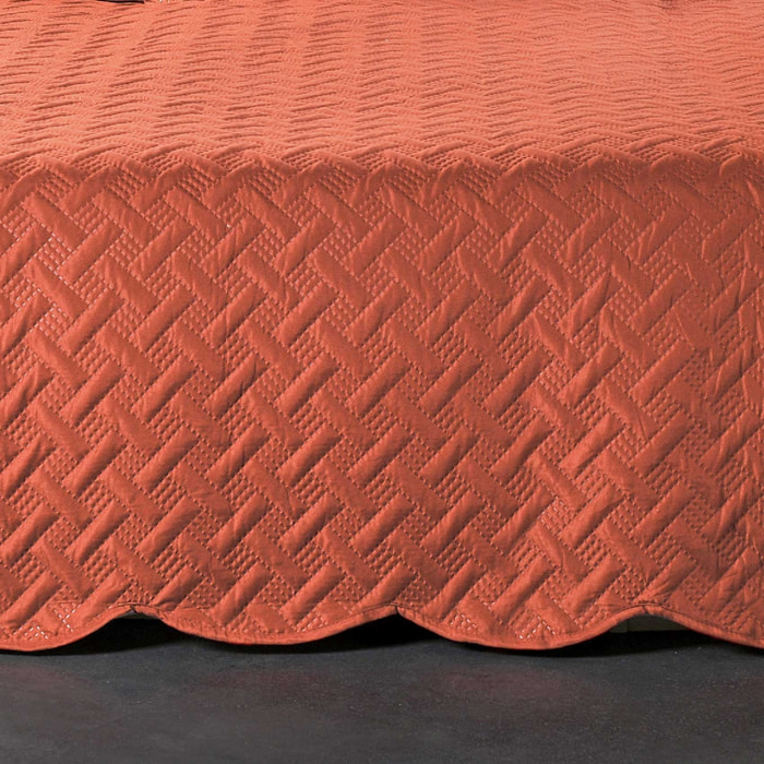 Couverture molletonné surpiquage graphique - Cuivre