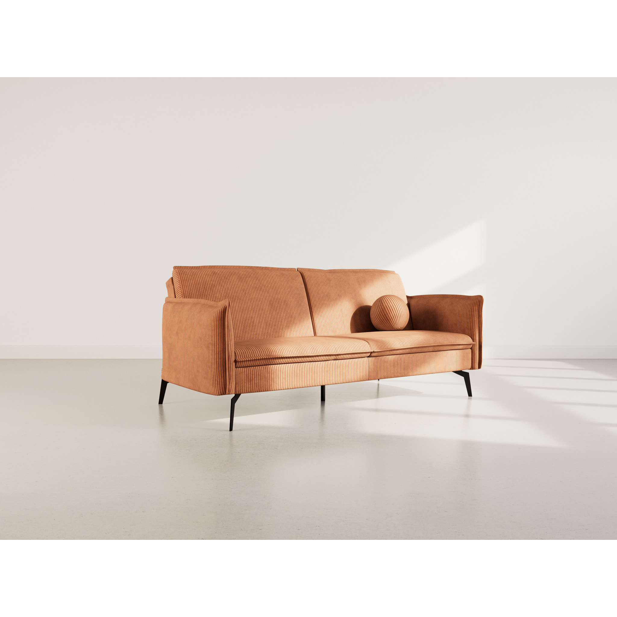 Lexie - Canapé convertible clic-clac 2 places en velours côtelé - Terracotta