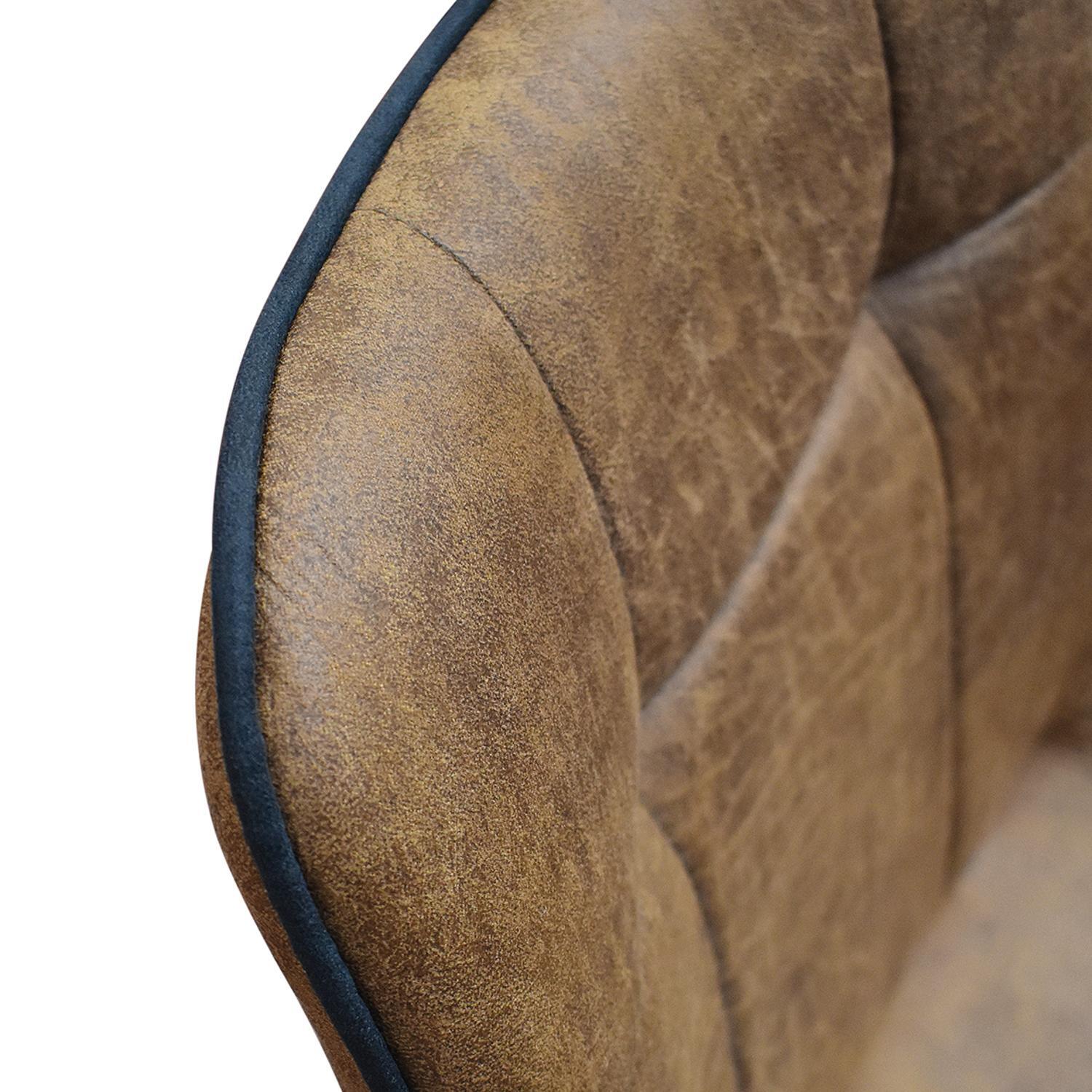 Set di 4 sedie BRUXELLES in ecopelle cammello e gambe in metallo nero