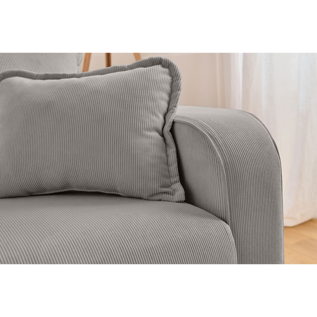 Albane - canapé 3 places - en velours côtelé - Gris clair